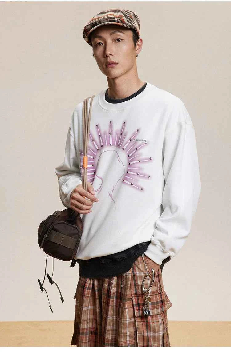 Y2K Autumn Streetwear Rivet Print Sweatshirt