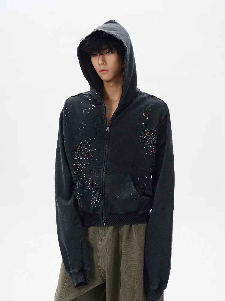 Trendy High-End Diamond Zipper Sweatshirt
