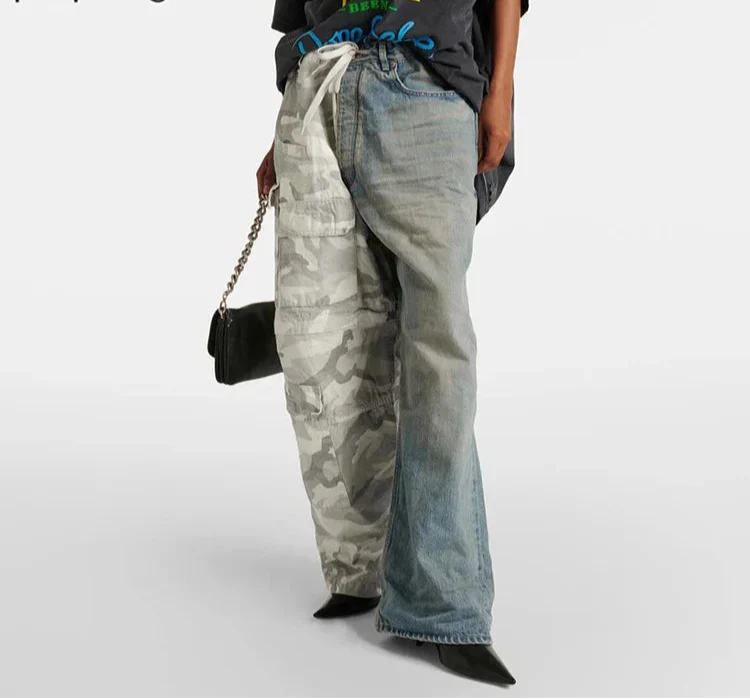 Color Block High Street Designer Jeans - Luxuryurbanwear