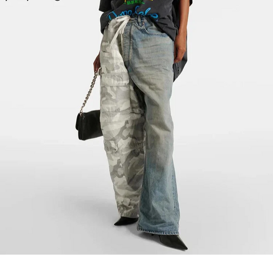 Color Block High Street Designer Jeans - Luxuryurbanwear
