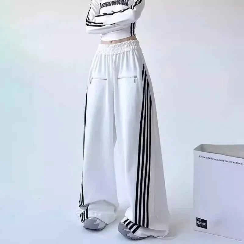 Y2K Elastic Waist Patchwork Striped SweatPants