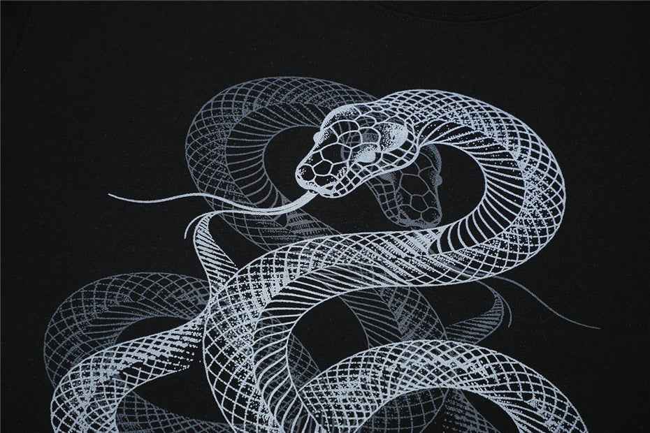 Hip Hop Snake Graphic Printed Short Sleeve T-Shirt
