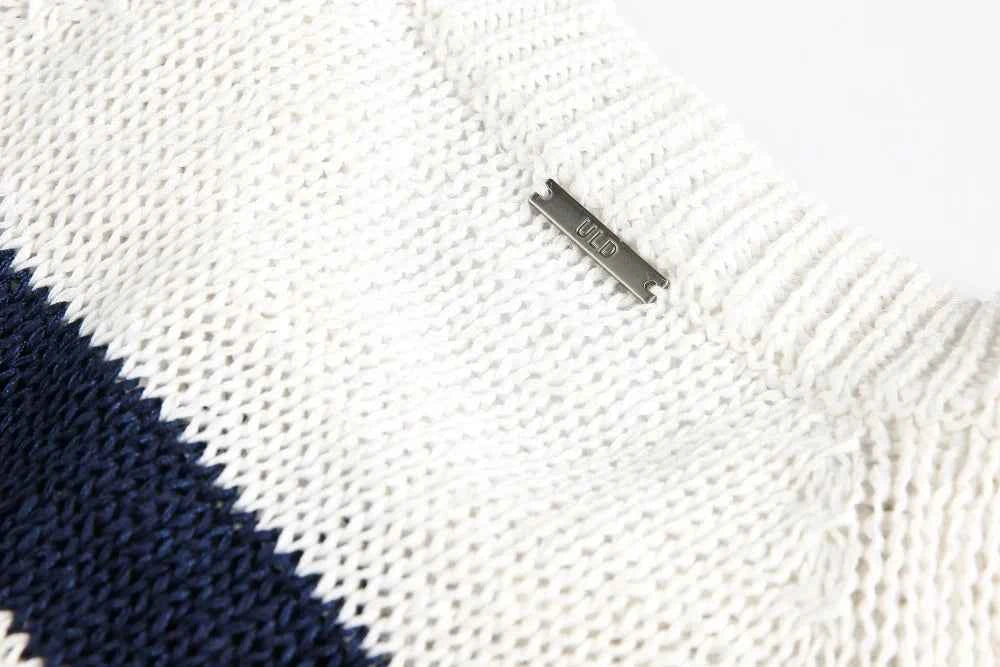 Y2K Plush Striped Lace Up Knitted Sweater