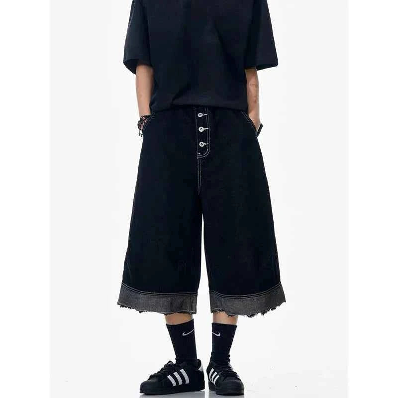 Streetwear Y2K Black Korean Style Gothic Denim Jorts