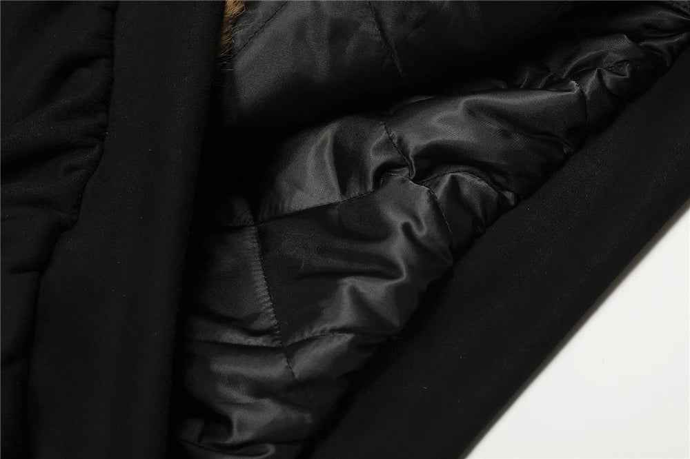 Thick Tiger Print Fur Collar Parka Padded Jacket