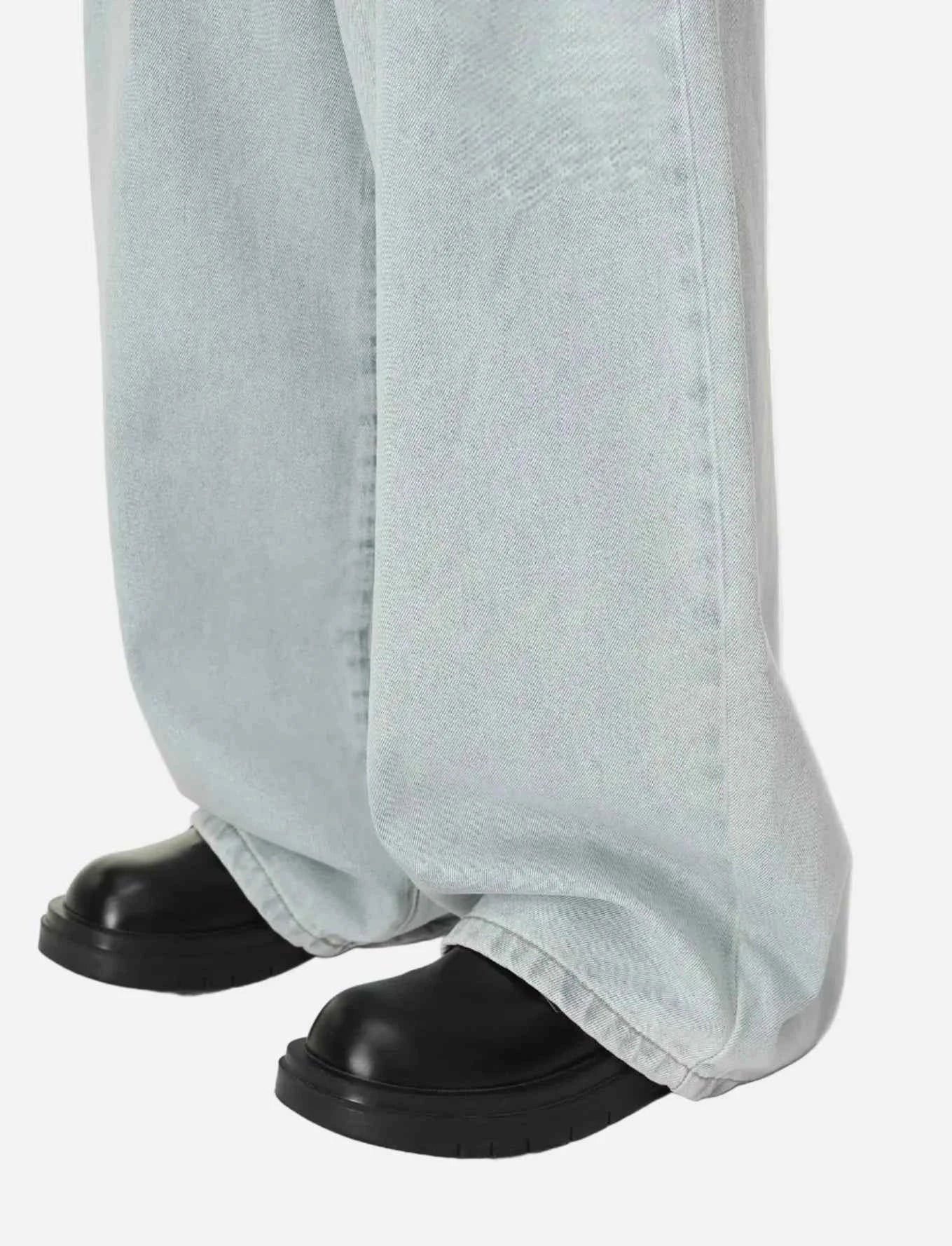 Streetwear Light Blue Washed Wide Leg Jeans