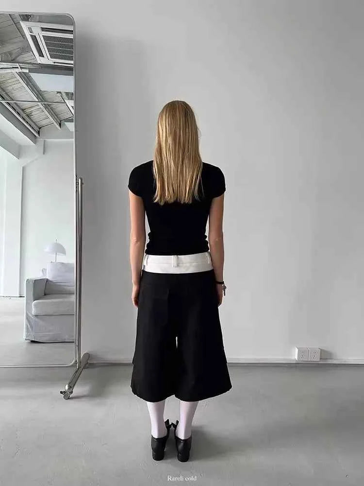 Signature Black Color Block Cargo Jorts