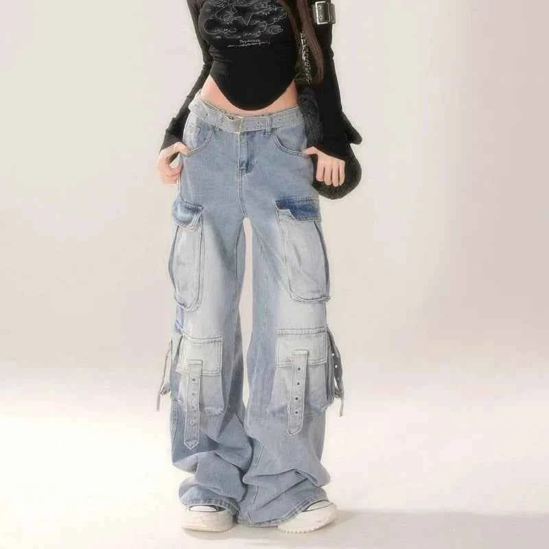 High Street Washed Multi Pocket Jeans