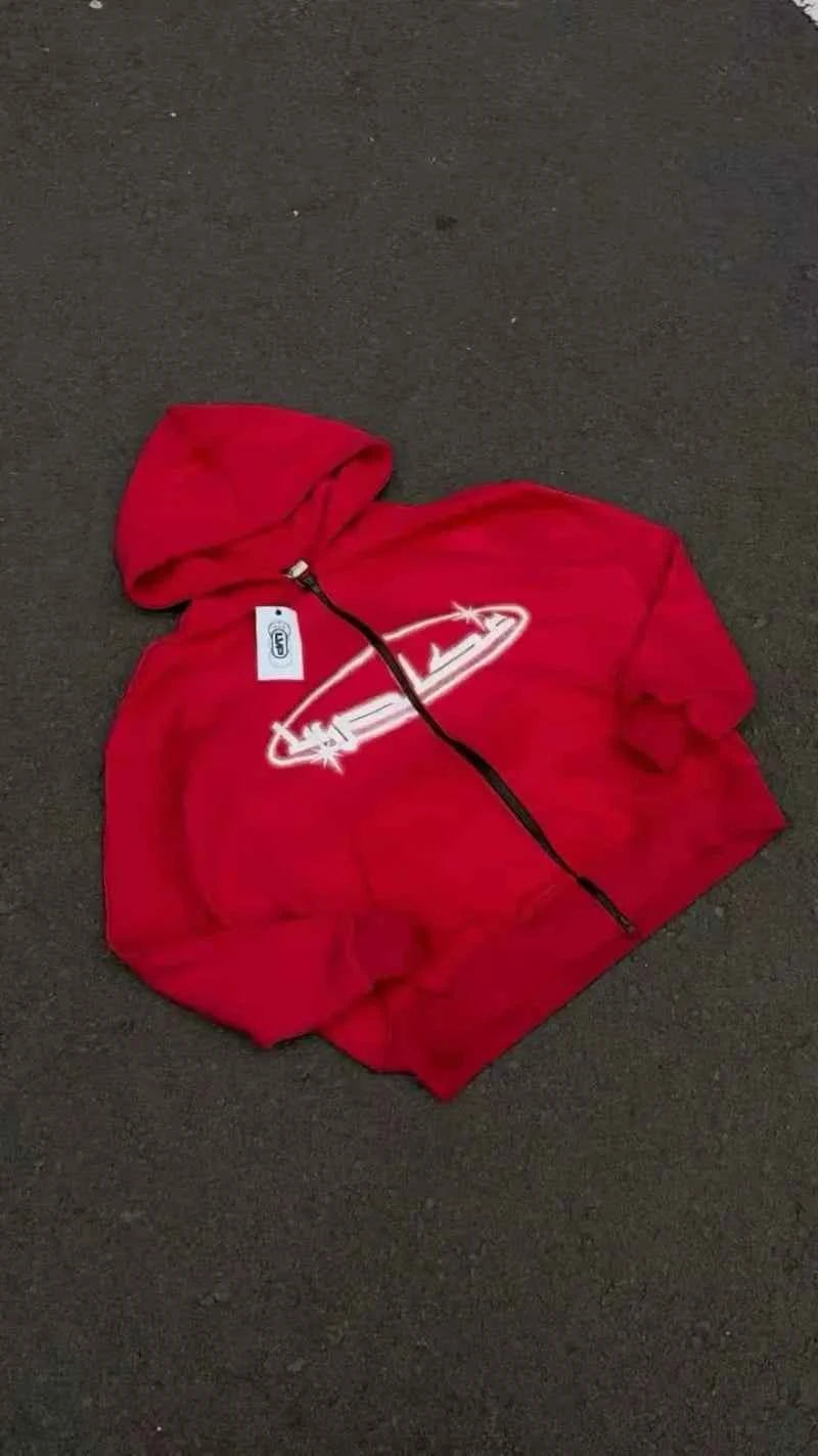 Vintage Modern Punk Zipper Hooded Sweatshirt