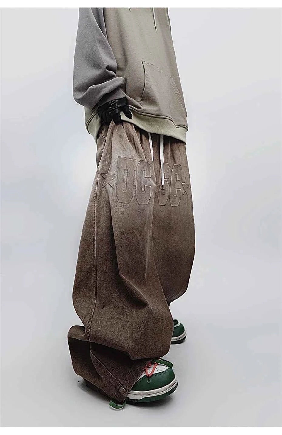 Men's Punk Scimitar Baggy Wide-Leg Jeans