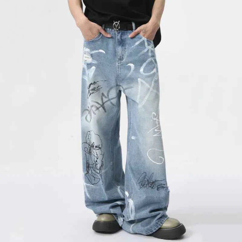 High Street Niche Graffiti Denim Jeans
