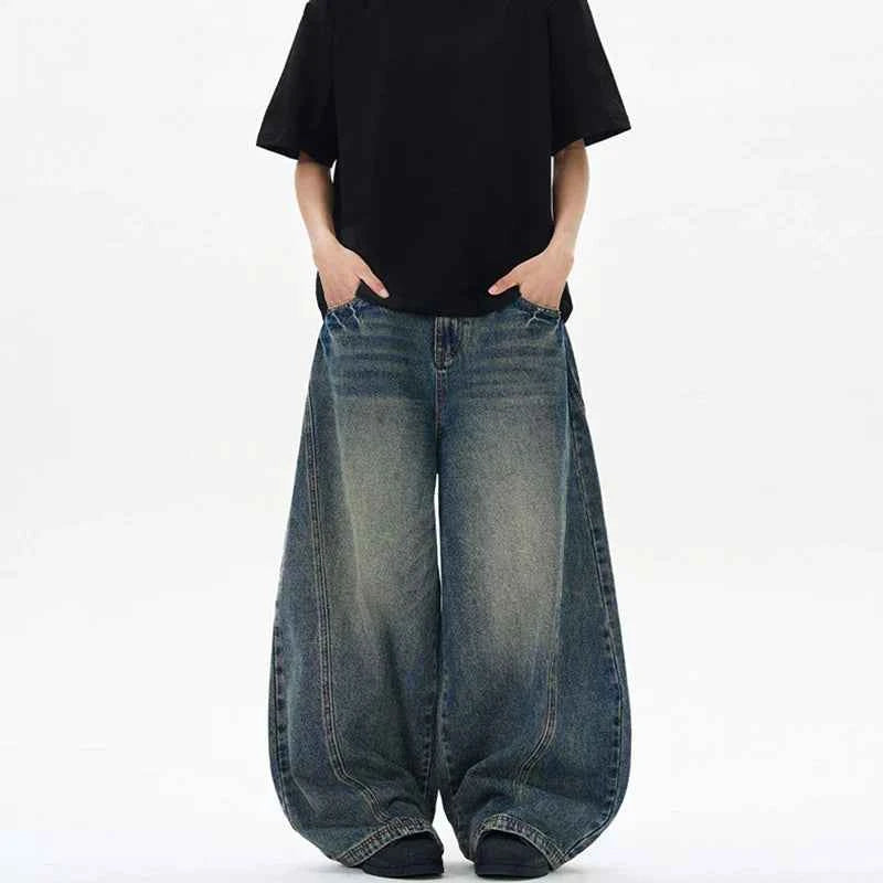 Men's Retro Vintage Wide Leg Denim Jeans