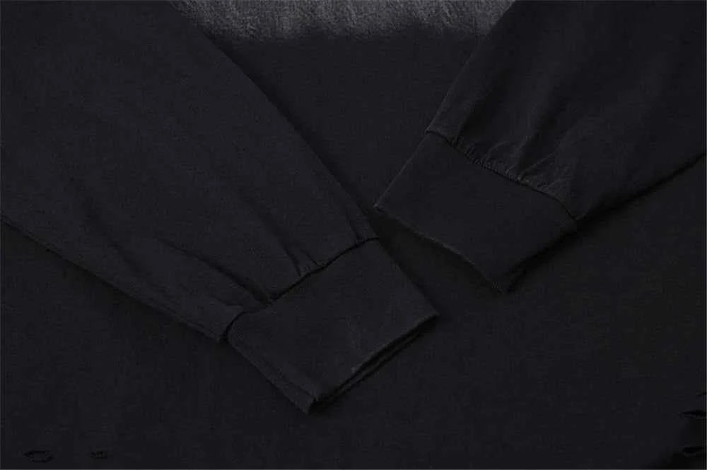 Flexible Gothing Distressed Ripped Long Sleeve T-Shirt