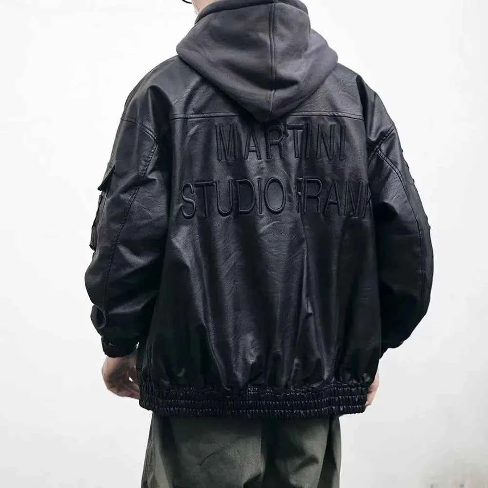 Men Durable Versatile Casual Leather Biker Jacket