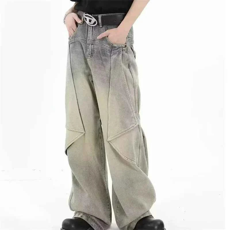 Streetwear Distressed Hip-Hop Wide-Leg Baggy Jeans - Men’s Urban Oversized Denim