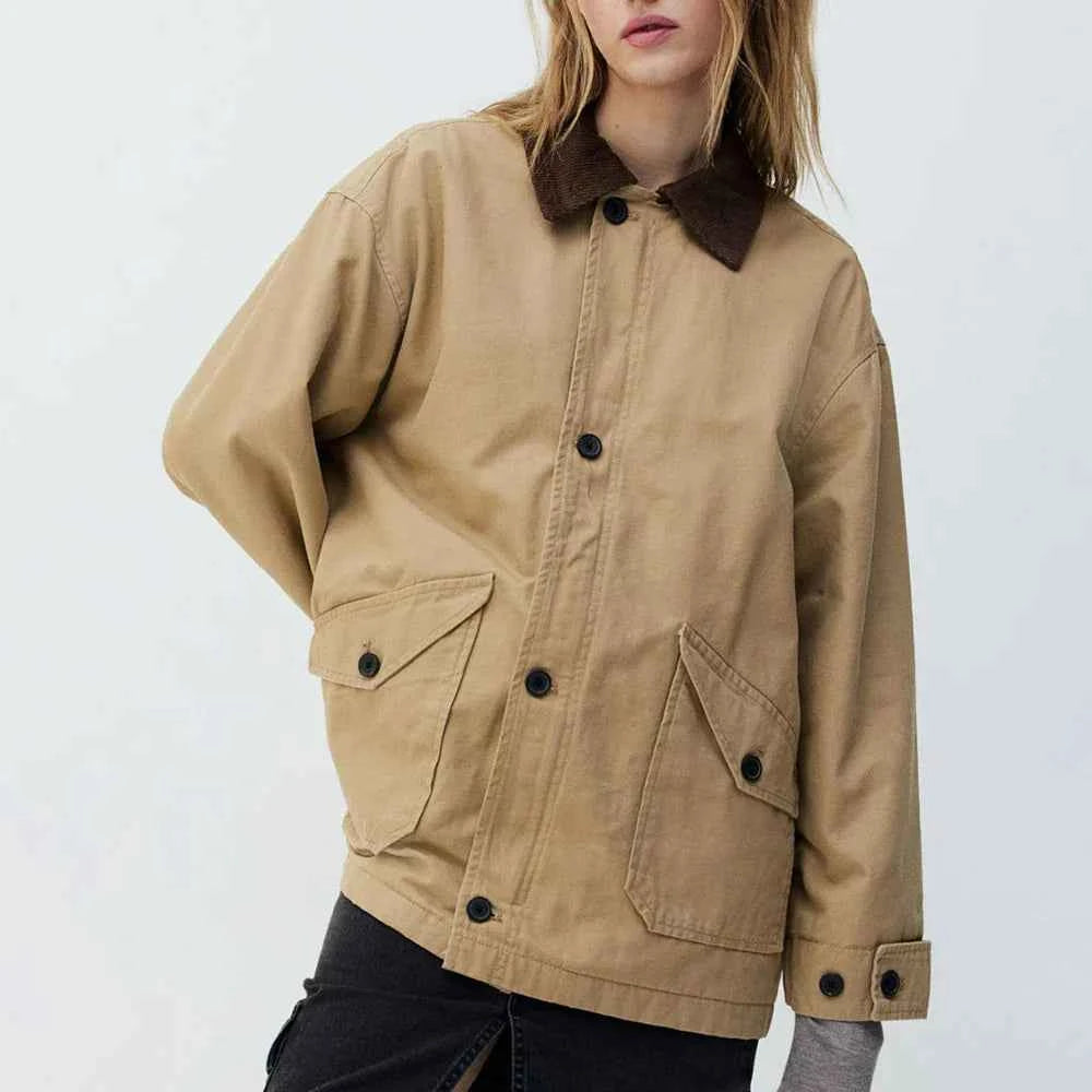 Chic Minimalist Spliced Lapel Jacket