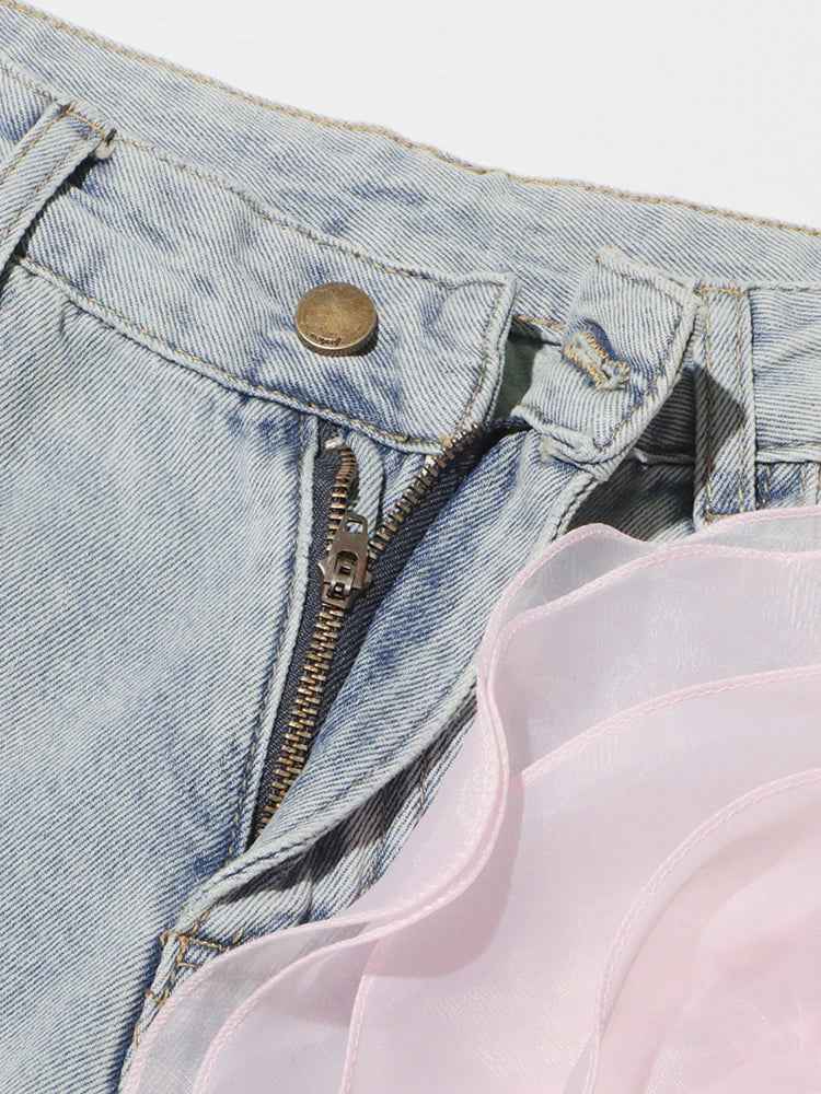 Floral Vine Fairycore Embroidery Jeans