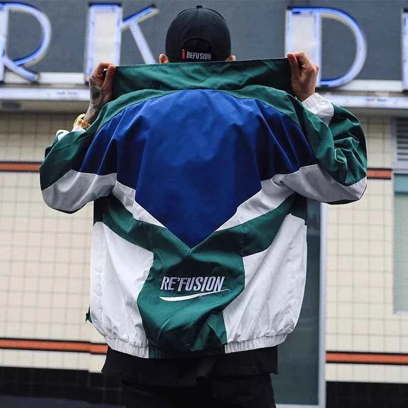 Embroidered Patchwork Varsity Windbreaker Jacket