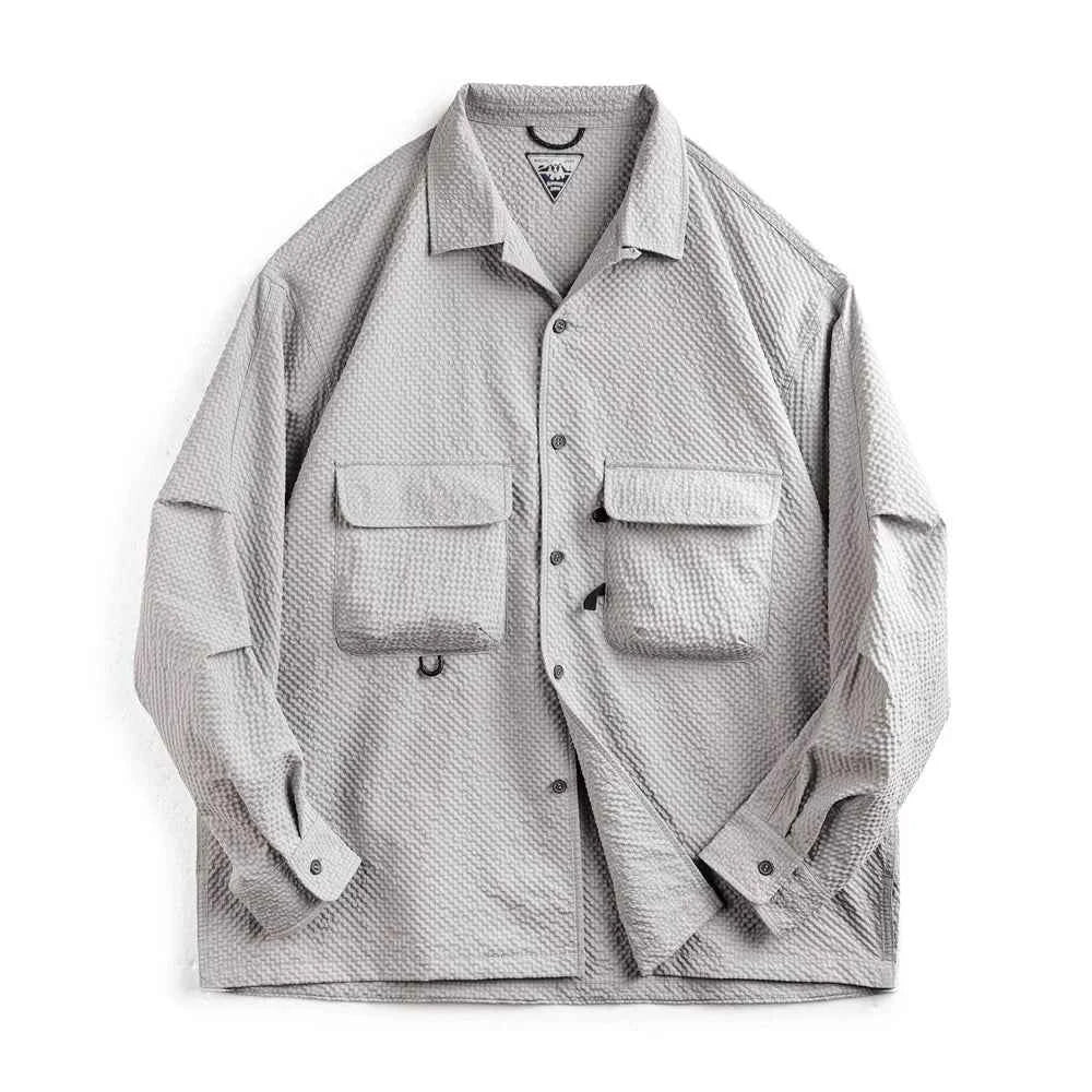Men's Wrinkle-Free Seersucker Cuban Collar Shirt