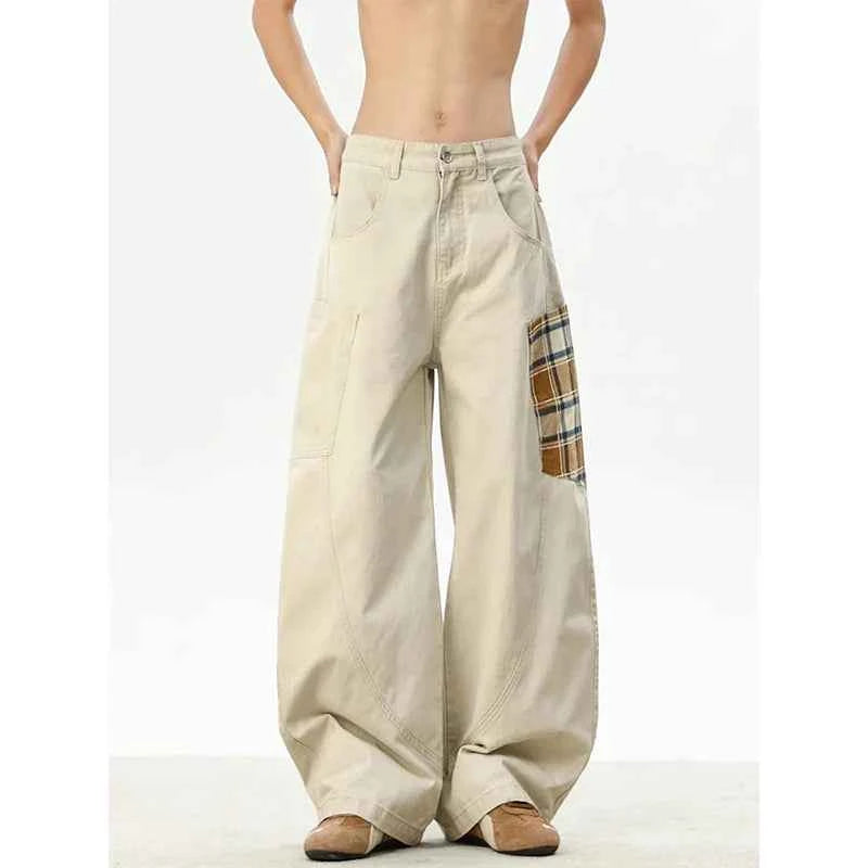 Vintage Washed White High Waist Wide Jeans