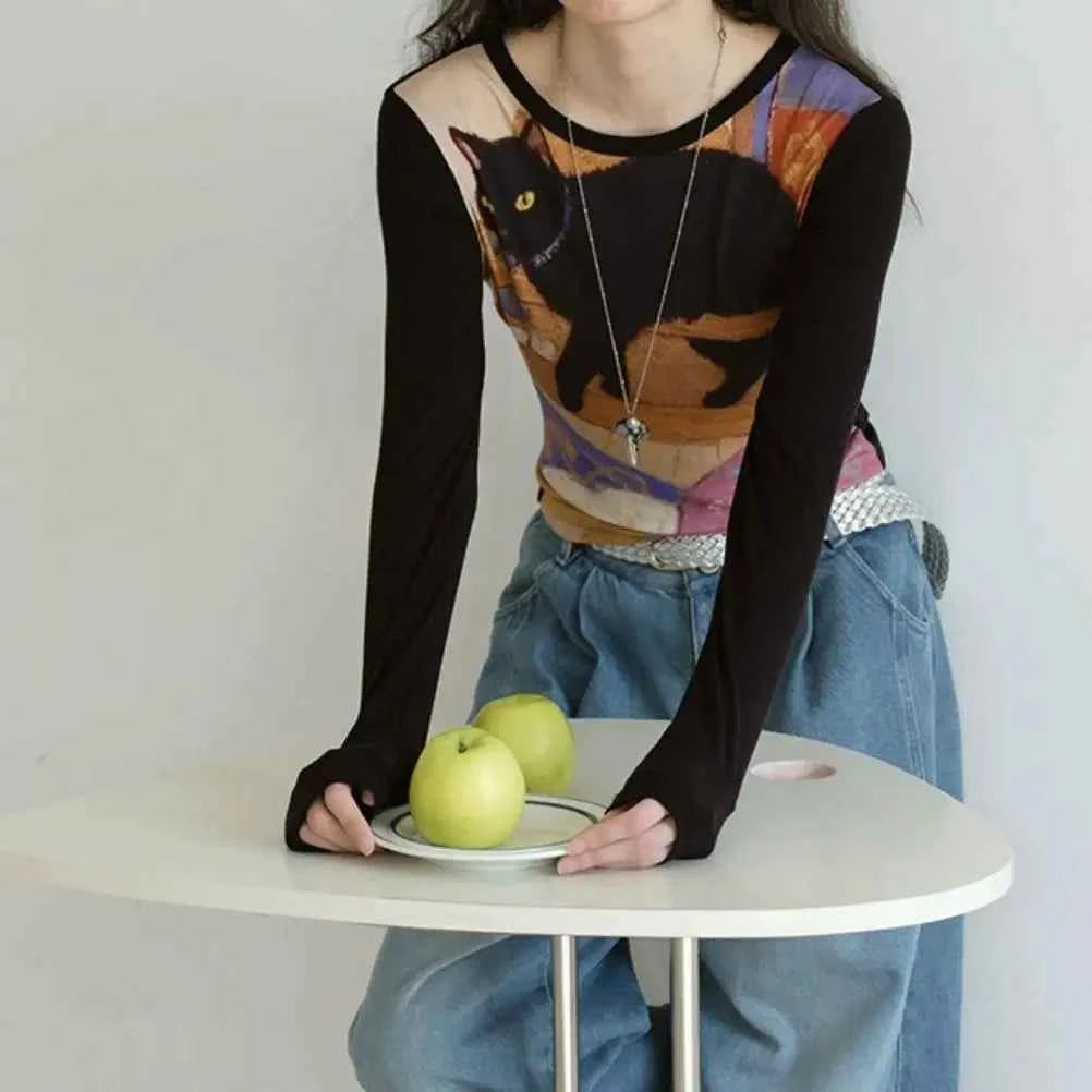 Vintage Gothic Long Sleeve Crop T-Shirt