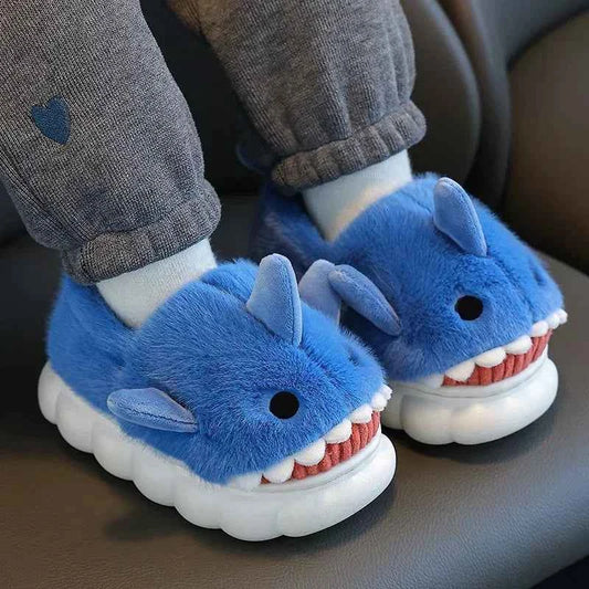 Y2K Warm Cozy Shark Plush Kids Slipper