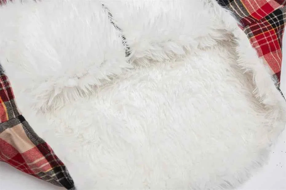 Winter Flexible Plaid Fox Fur Collar Retro Jacket