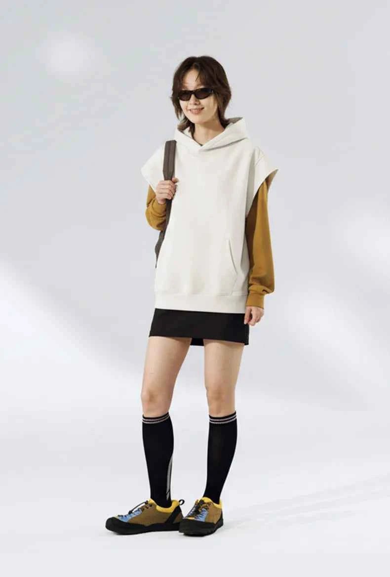 Heavyweight Casual Rolled Edge Sleeveles Hoodie