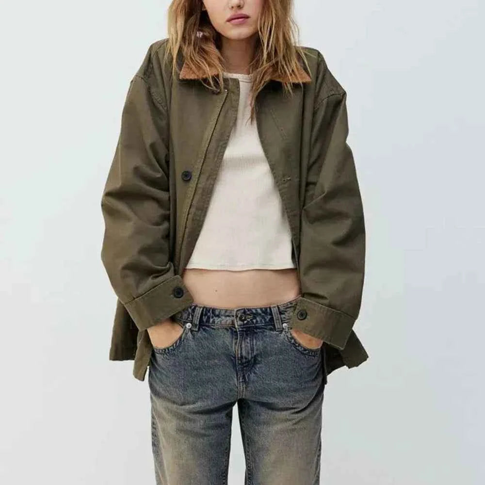 Chic Minimalist Spliced Lapel Jacket