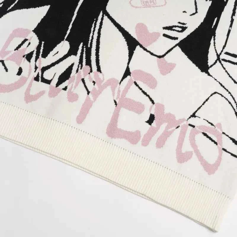 Cozy Oversized Japanese Cartoon Knit Sweater