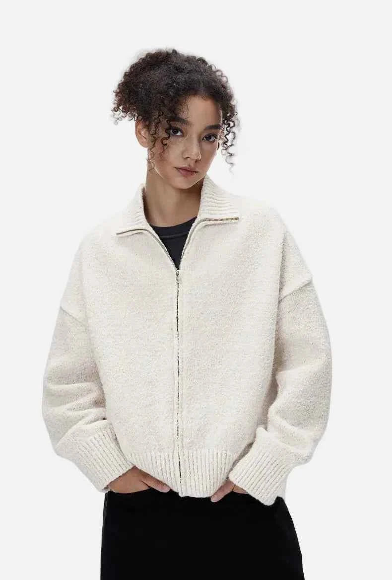 Cozy Stand Collar Warm Knit Cardigan