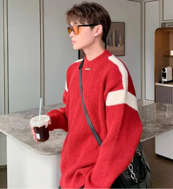 Streetwear Korean Style Round Neck Knit Sweater - Luxuryurbanwear