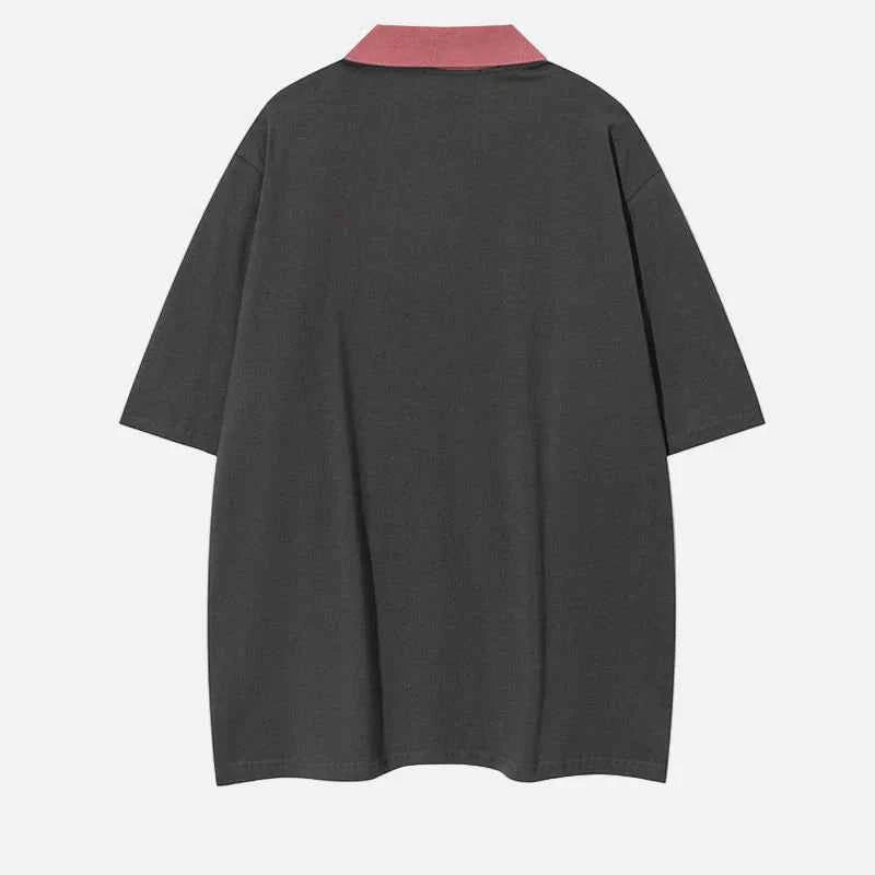 Essential Colorful Cartoon Letter Print Polo T-Shirt