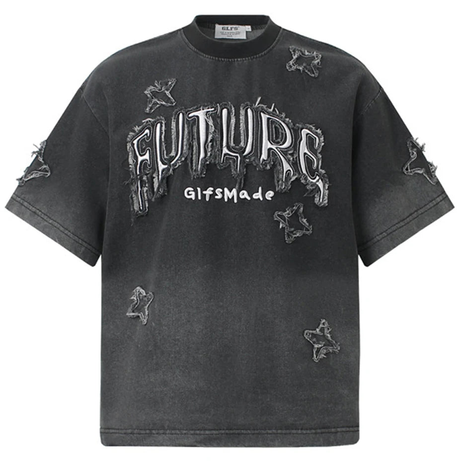 Star Patchwork Streetwear Oversized T-shirts