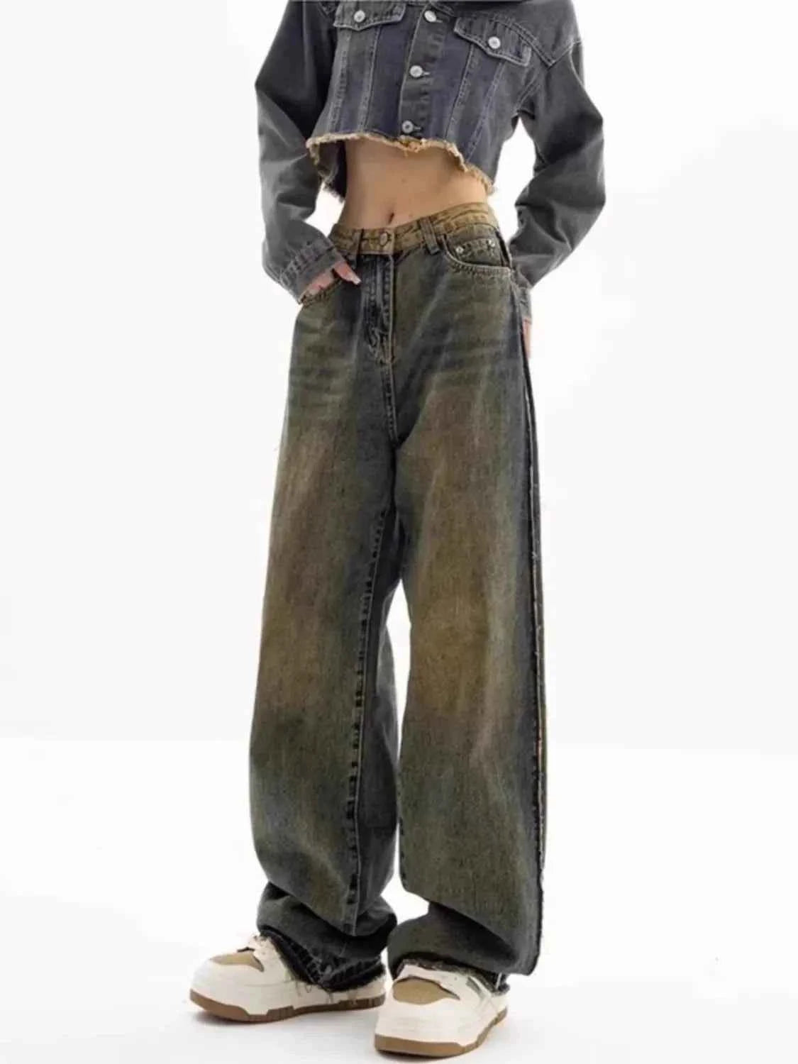 Vintage Casual Staple High Waist Wide Leg Jeans