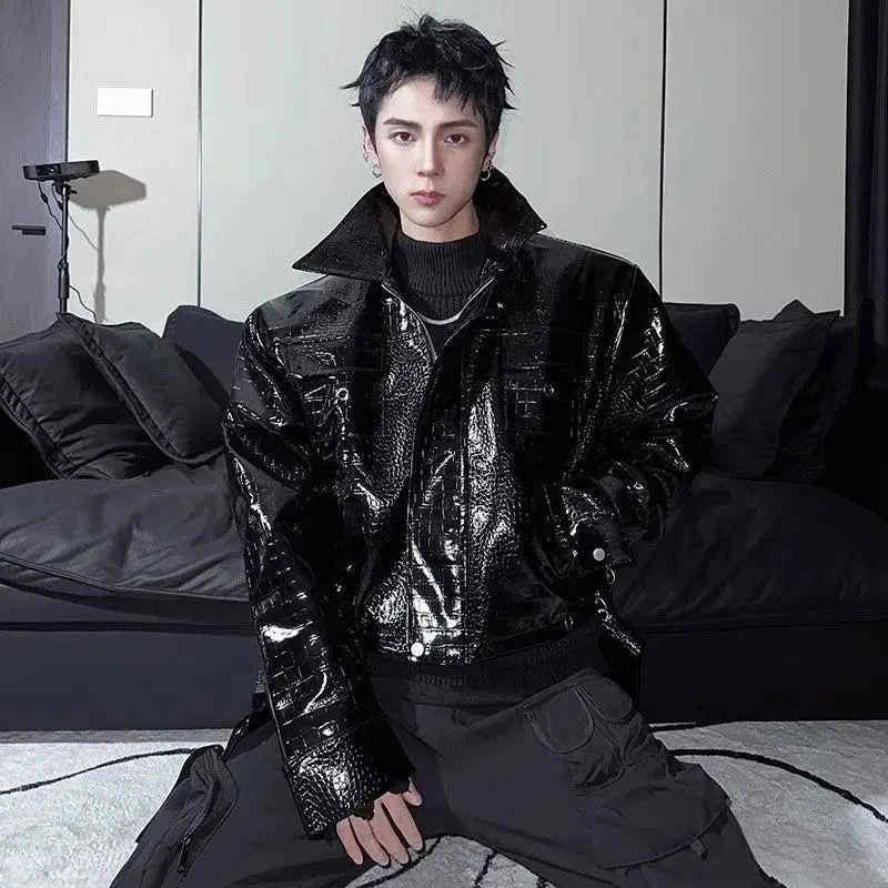 Spring Slim Leather Motorcycle Zipper Jacket
