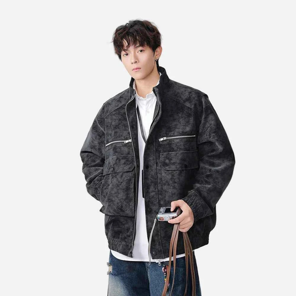Stylish Distressed Multiple Zipper Leather Jacket