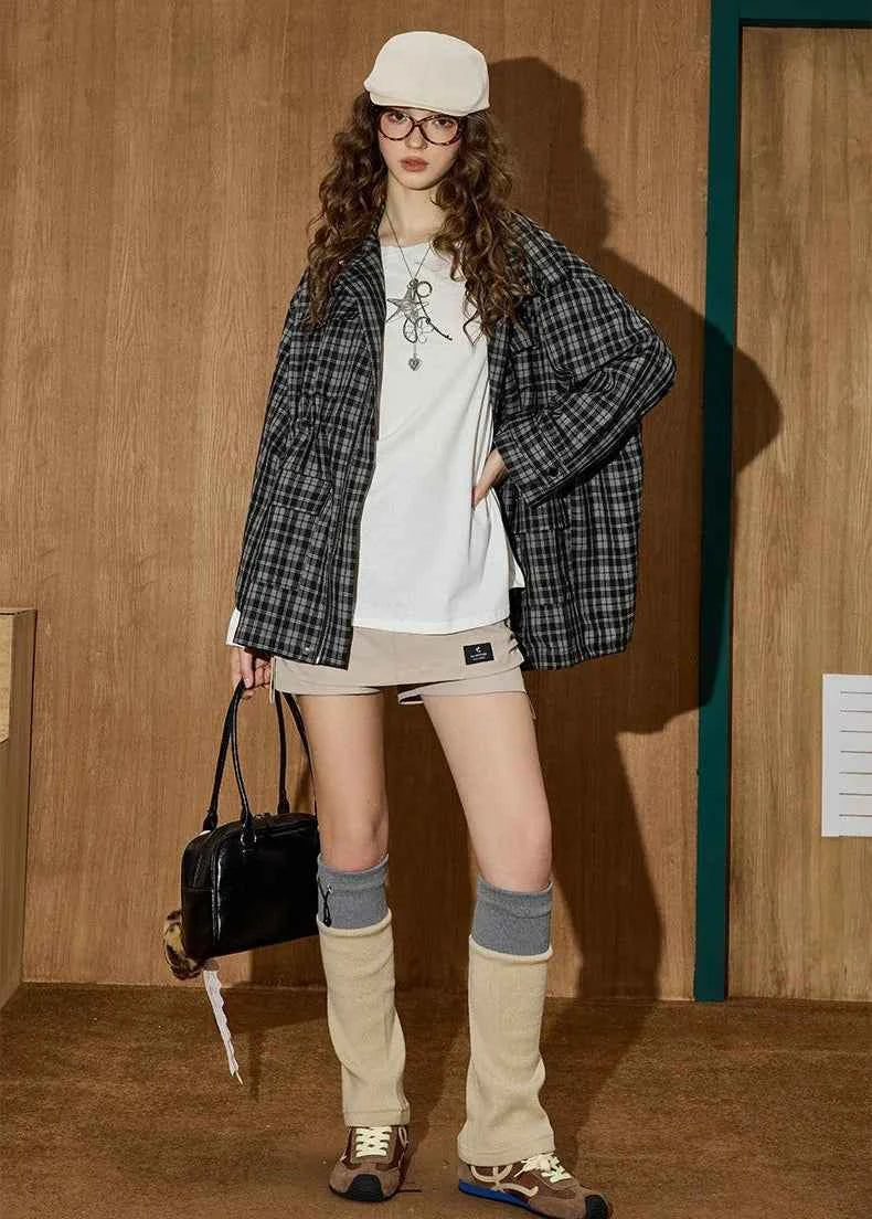Versatile Vintage Plaid Trench Jacket