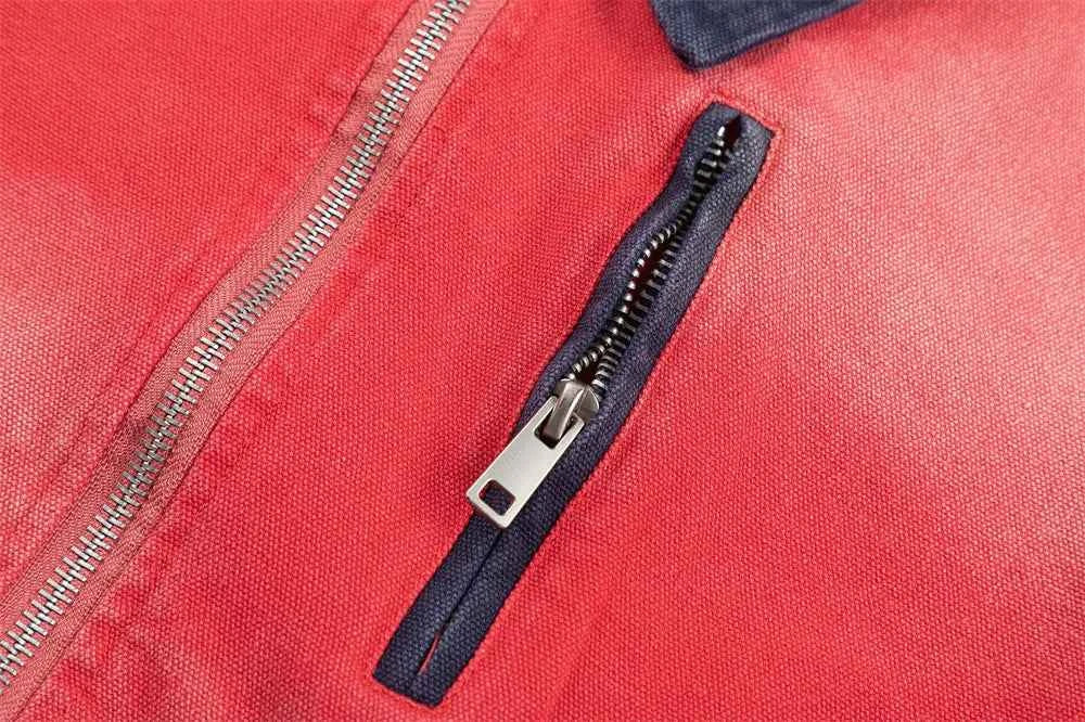 Retro Loose Color Block Cargo Ripped Denim Jacket