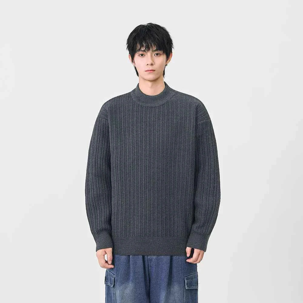 Cozy Ribbed Solid Color Mock Neck Sweater