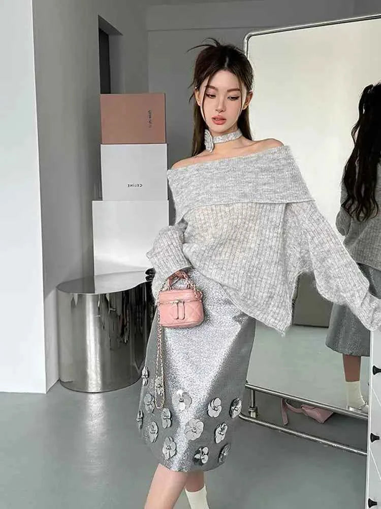 Women Chic Off Shoulder Knitwear Sweater