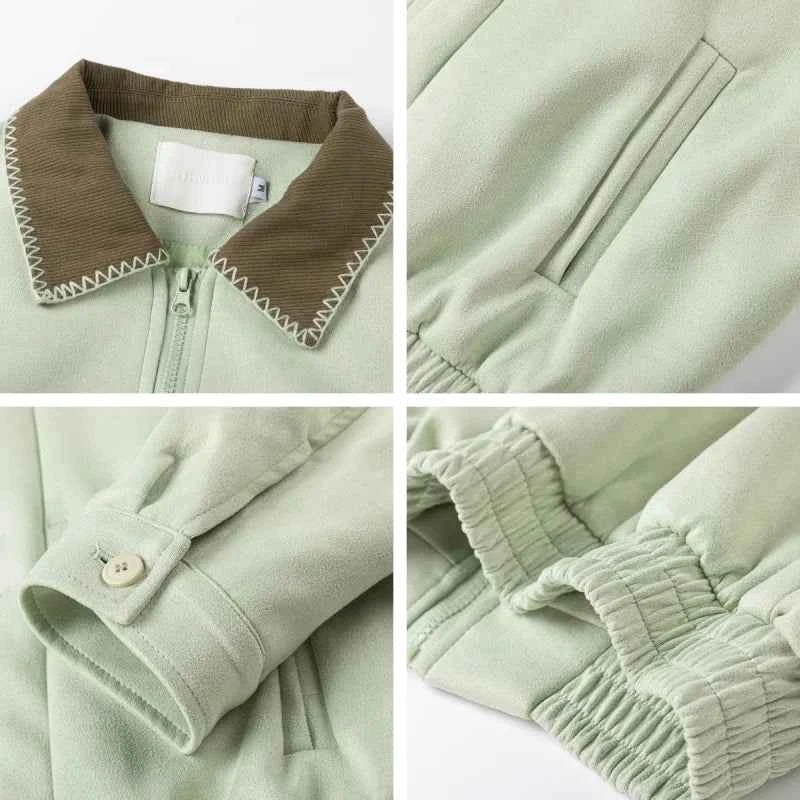 High Quality Green Lapel Aviator Jacket