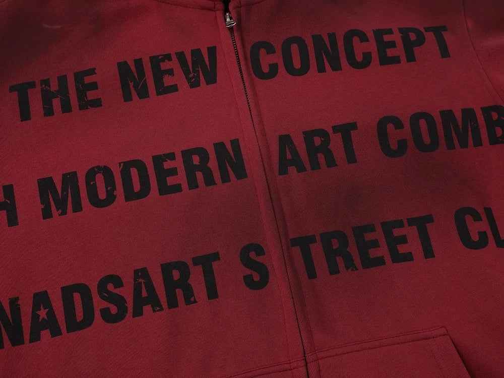 Streetwear Faded Letter Print Loose Hoodie