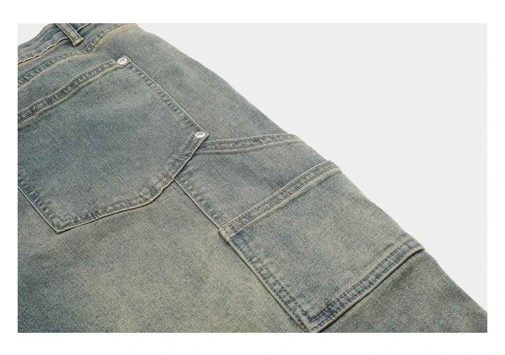Retro Loose Fit Distressed Denim Straight Leg Jeans