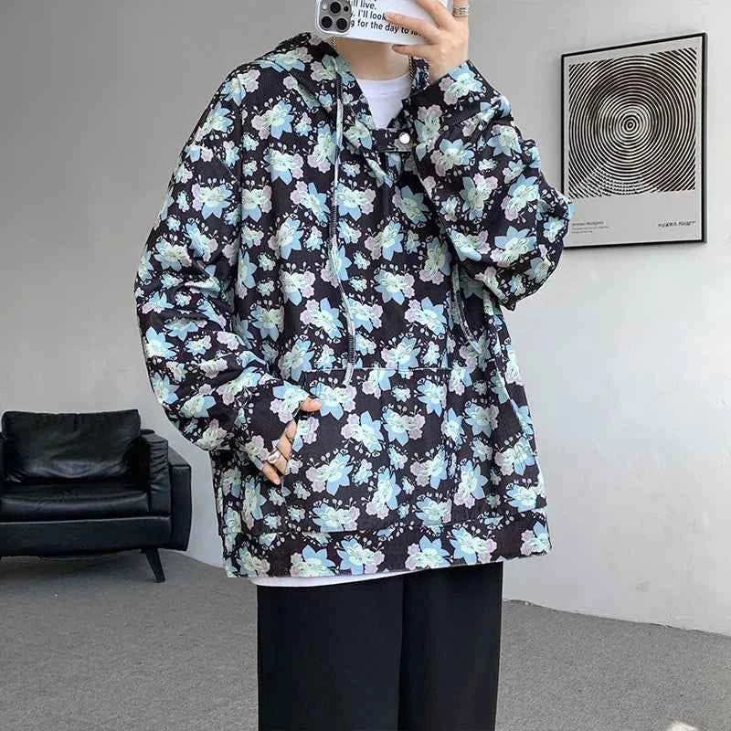 Cool Vintage Floral Printed Loose Hoodie