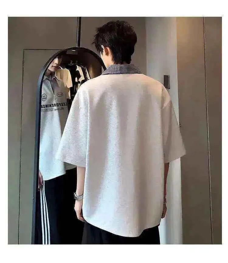 Stylish Loose Lapel Casual Short Sleeve Polo T-shirt