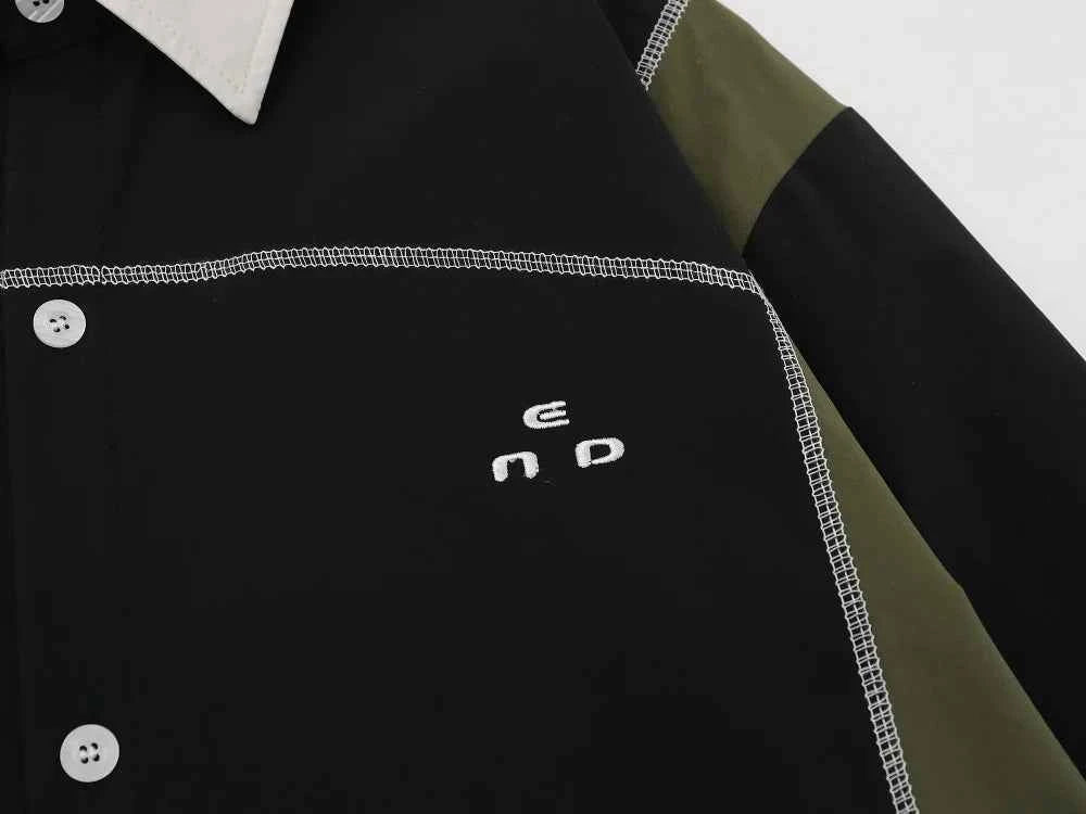 Casual Letter Embroidery Patchwork Long Sleeve Shirt