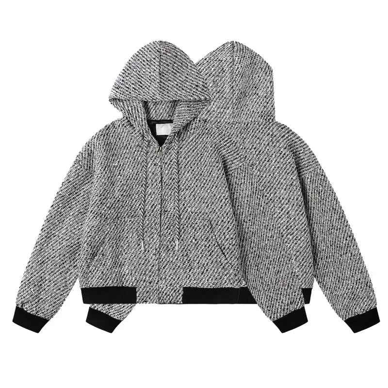 Y2K Elegant Gray Zip-Up Hooded Sweatshirt