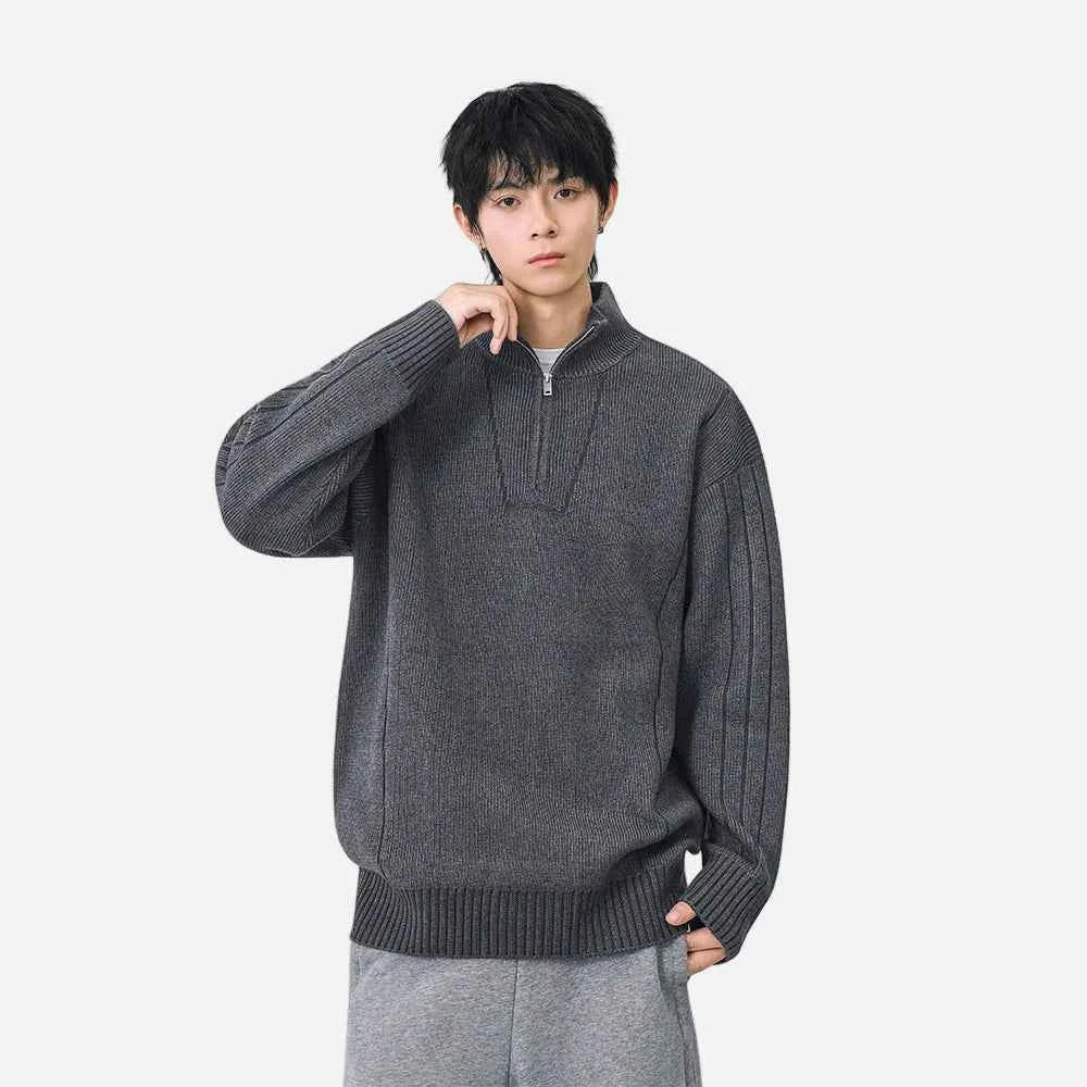 Cozy Trendy Ribbed Mock Neck Sweater