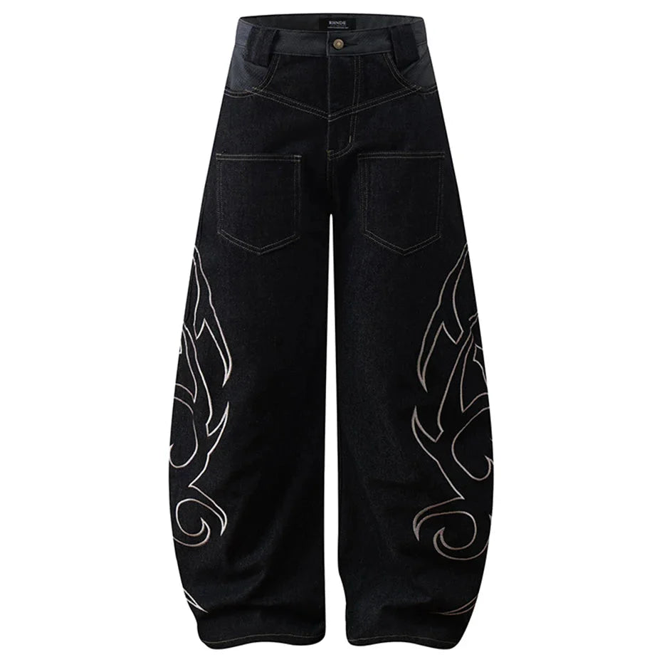 Embroidery 'Arch' Baggy Jeans